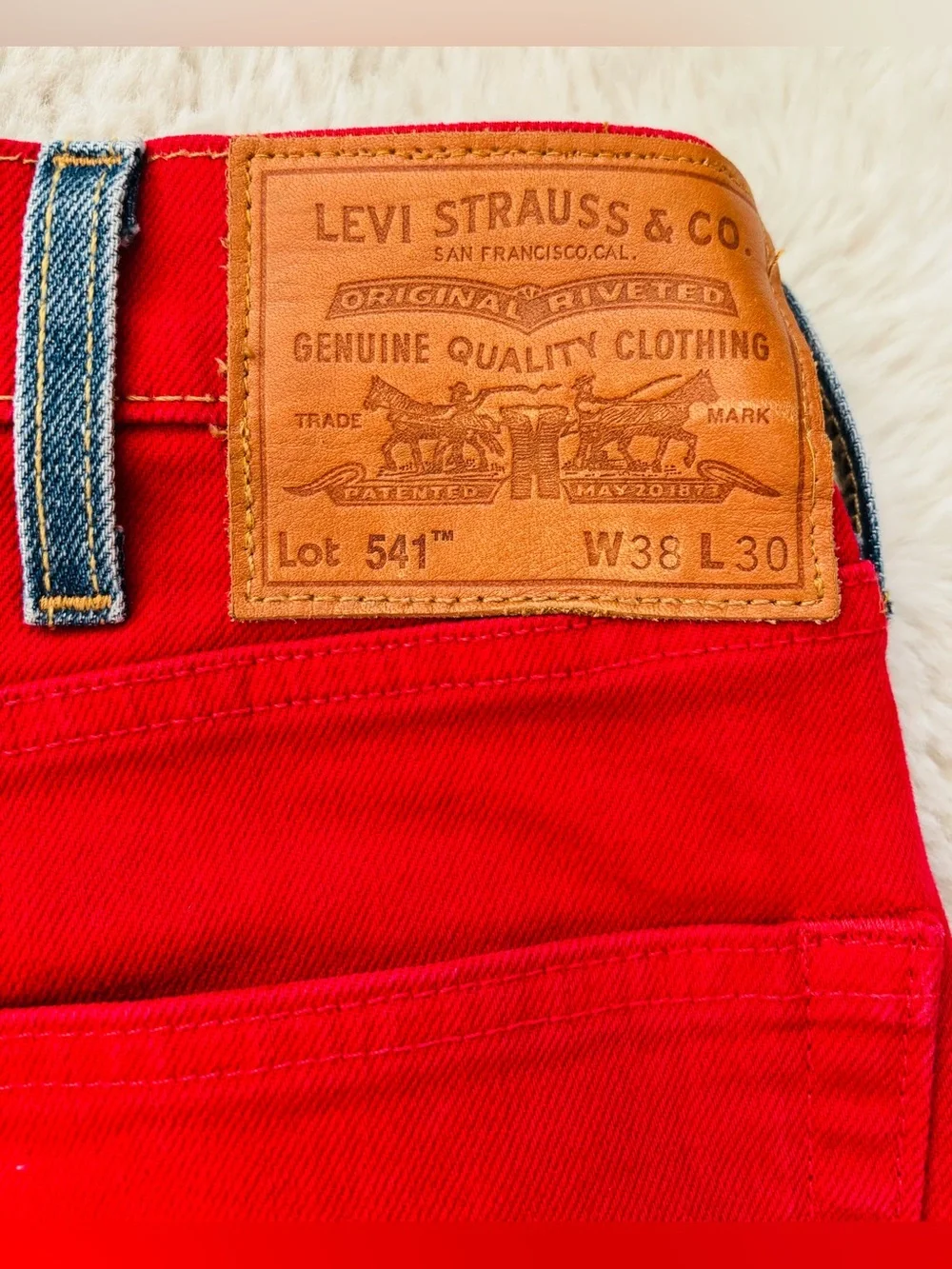 Levi's 541 Colorblock Red & Blue Distressed Denim Jeans Size: 38x30